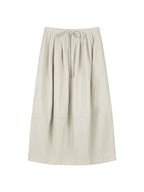 A-line Ivory and Light Blue Skirt with Pleated Waist
