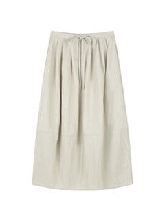 A-line Ivory and Light Blue Skirt with Pleated Waist