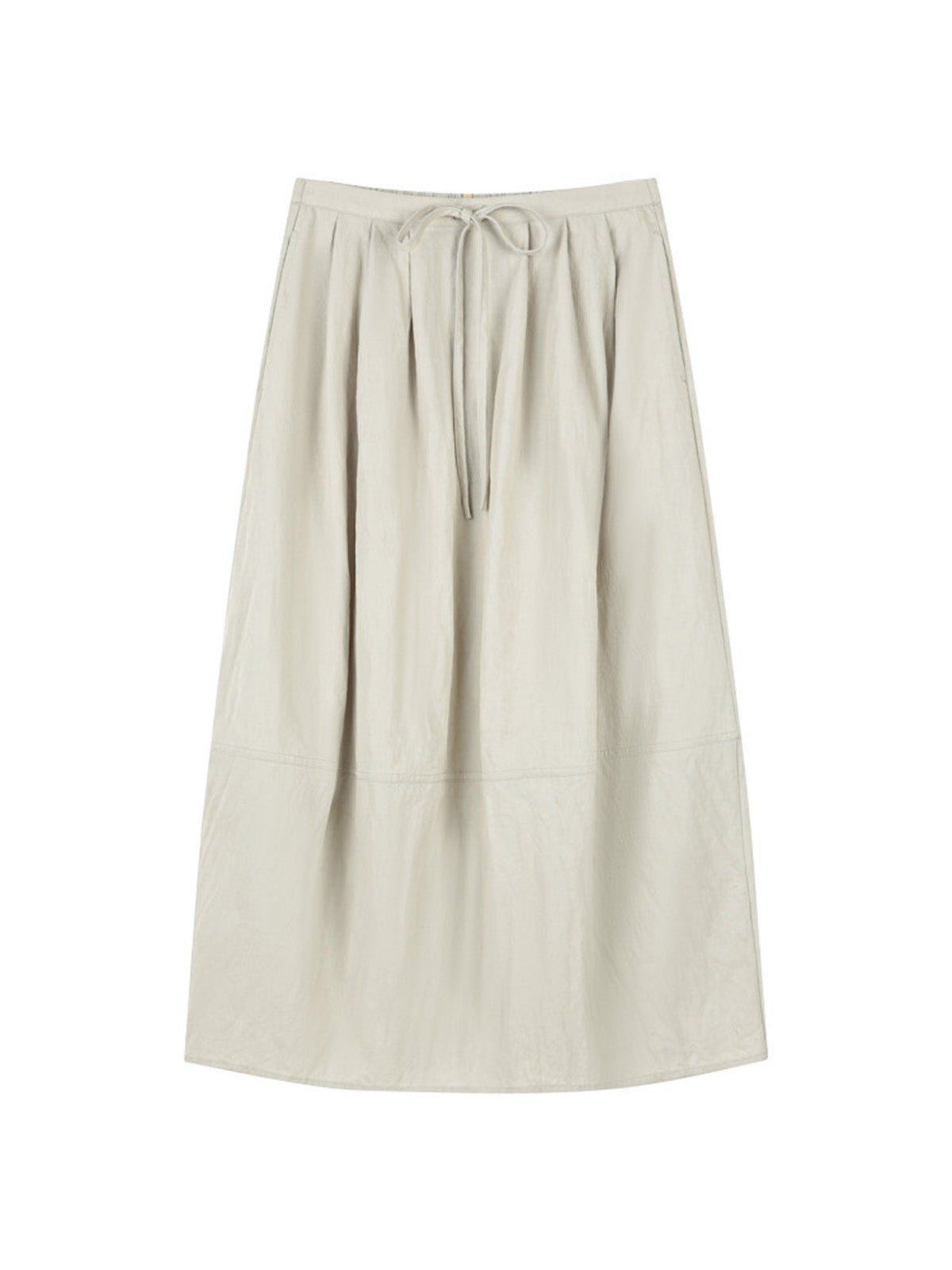 A-line Ivory and Light Blue Skirt with Pleated Waist