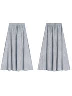 Light blue long pleated skirt with side pockets