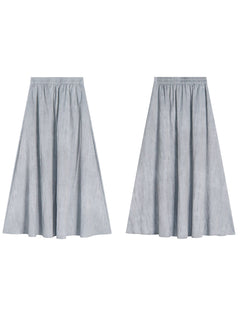 Light blue long pleated skirt with side pockets
