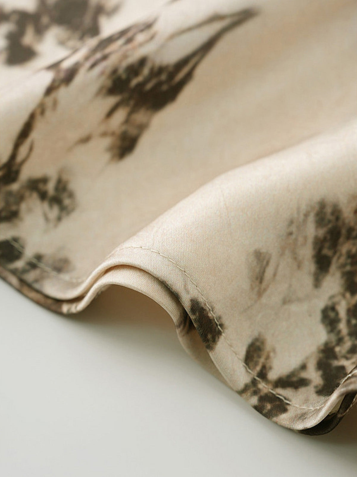 Ivory Floral A-Line Midi Skirt with Pleated Fishtail Hem