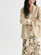 Ivory Floral A-Line Midi Skirt with Pleated Fishtail Hem