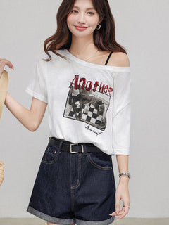 High Rise Denim Shorts with Cuffed Hem and Pockets