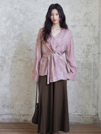 Coffee Brown Long A-Line Skirt with Asymmetrical Side Seam