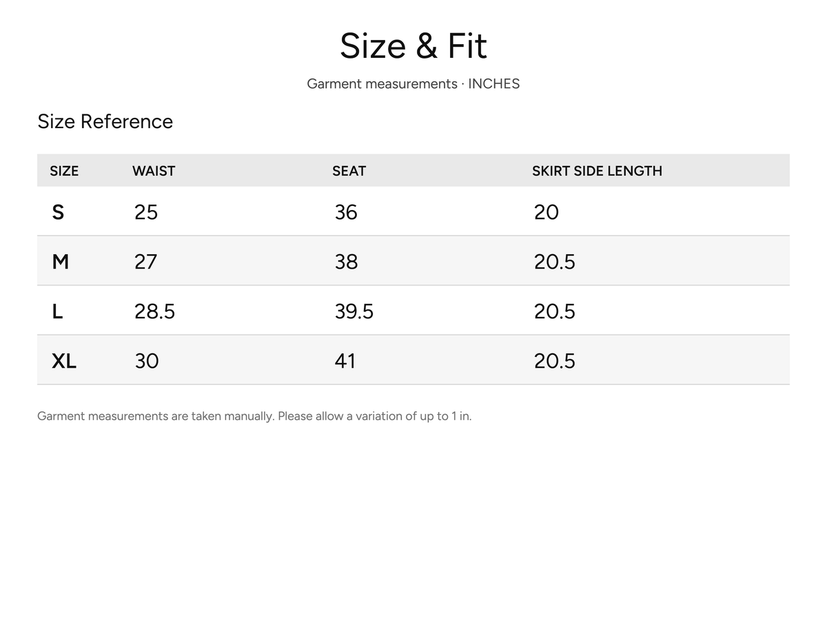 SHEVOV garment size and fit chart