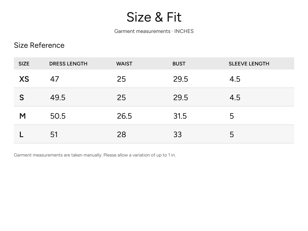 SHEVOV garment size and fit chart
