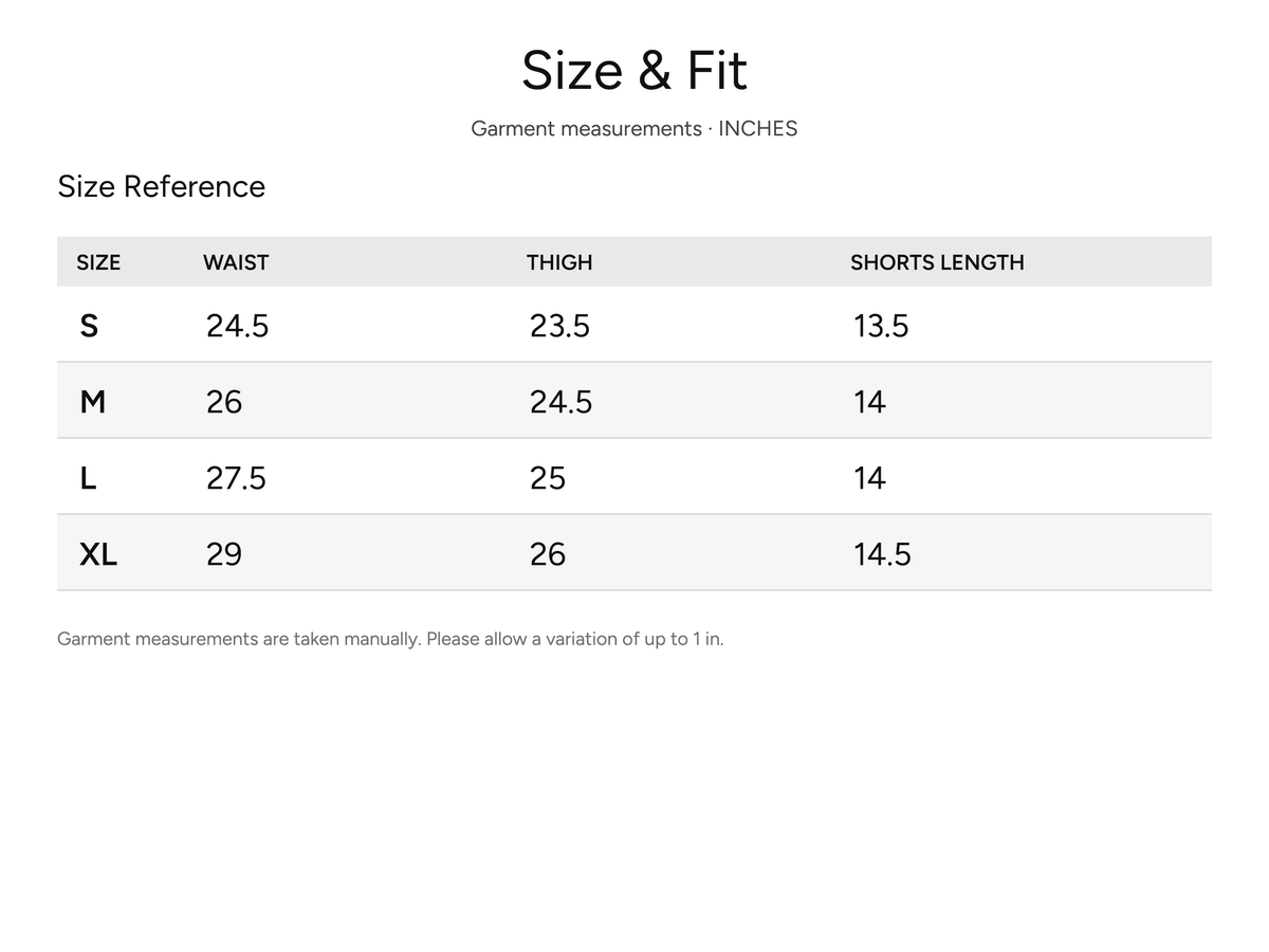 SHEVOV garment size and fit chart